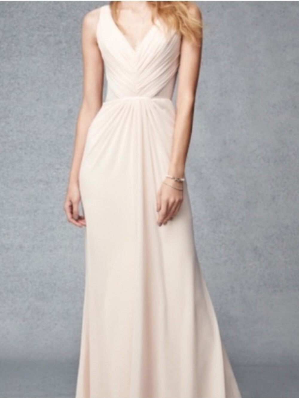 SALE! EUC Monique Lhuillier Luna Maxi Dress with Lace in Blush Sz 8